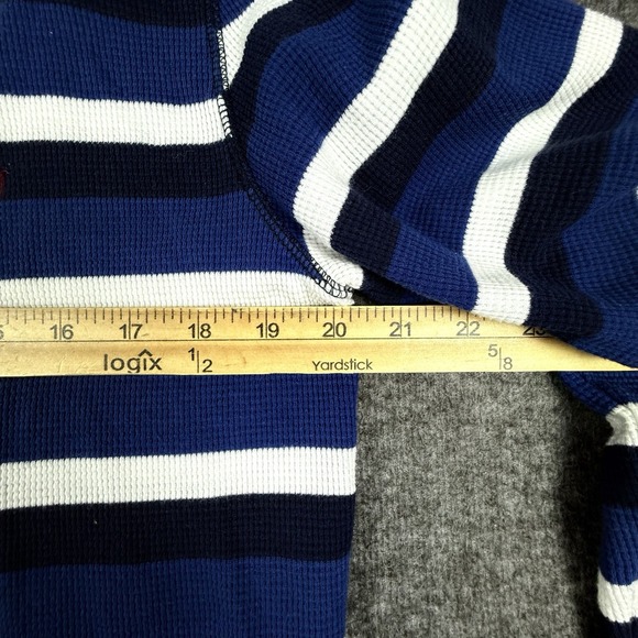 Polo Ralph Lauren Men's Striped Waffle-Knit Pajama Shirt‎ Navy/White large - Picture 6 of 8